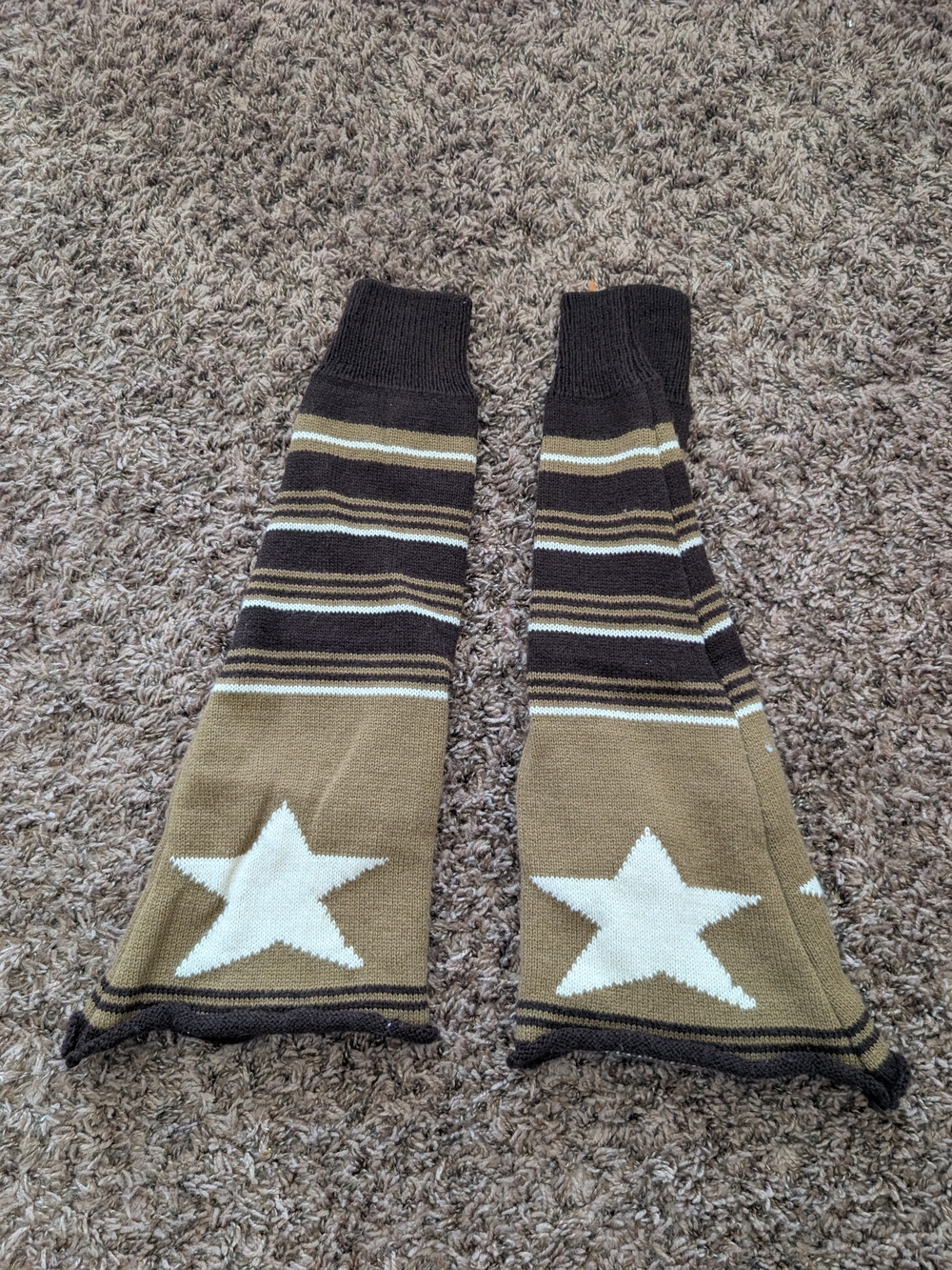 Brown Star Stripe Leg Warmers